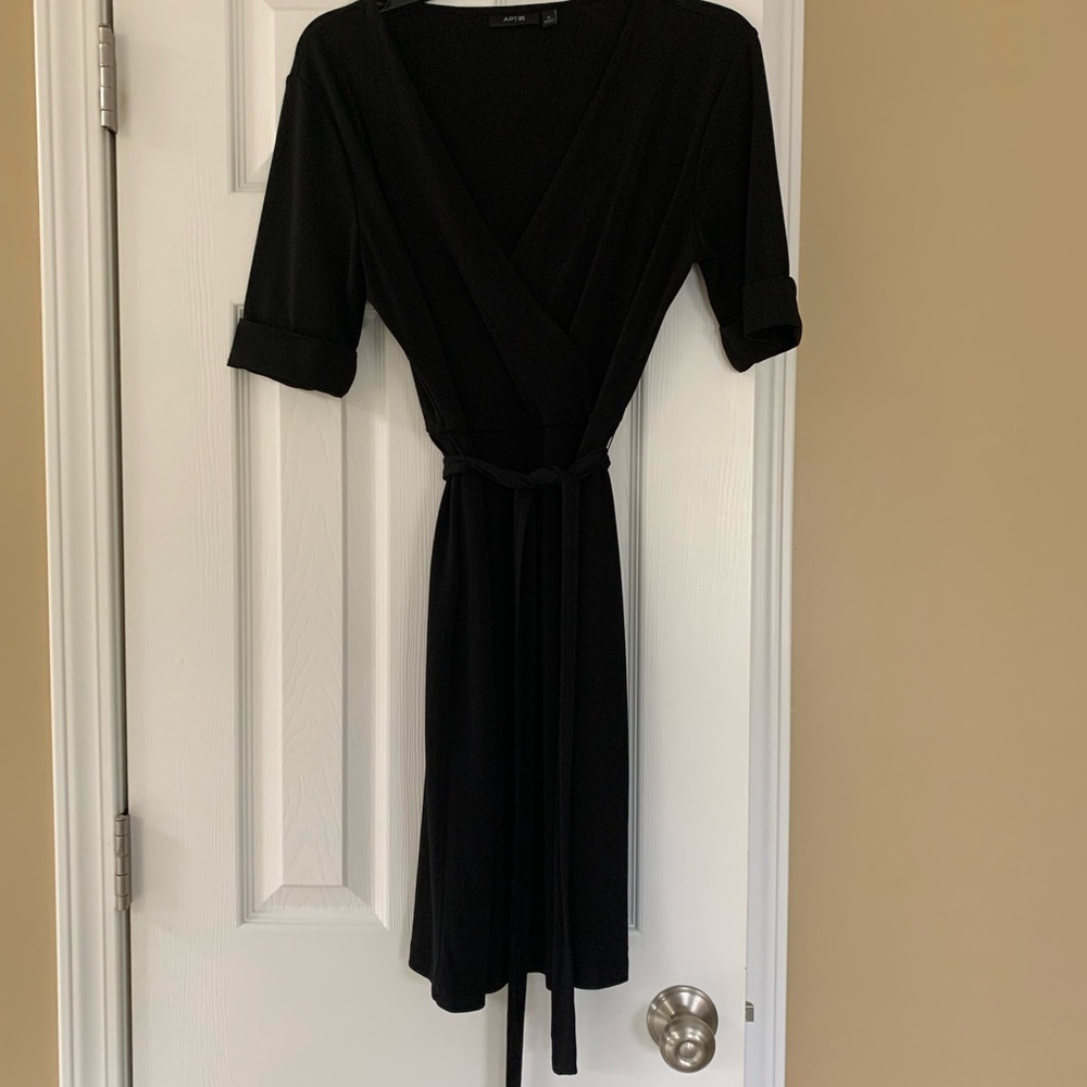 Apt. 9 Black Sheath Dress with Cuffed Short Sleeves